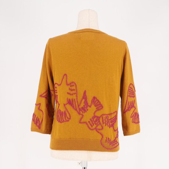 FIELD FLOWER ANTHROPOLOGIE Whimsical Embroidered Cardigan Sweater Size SP - Picture 4 of 6